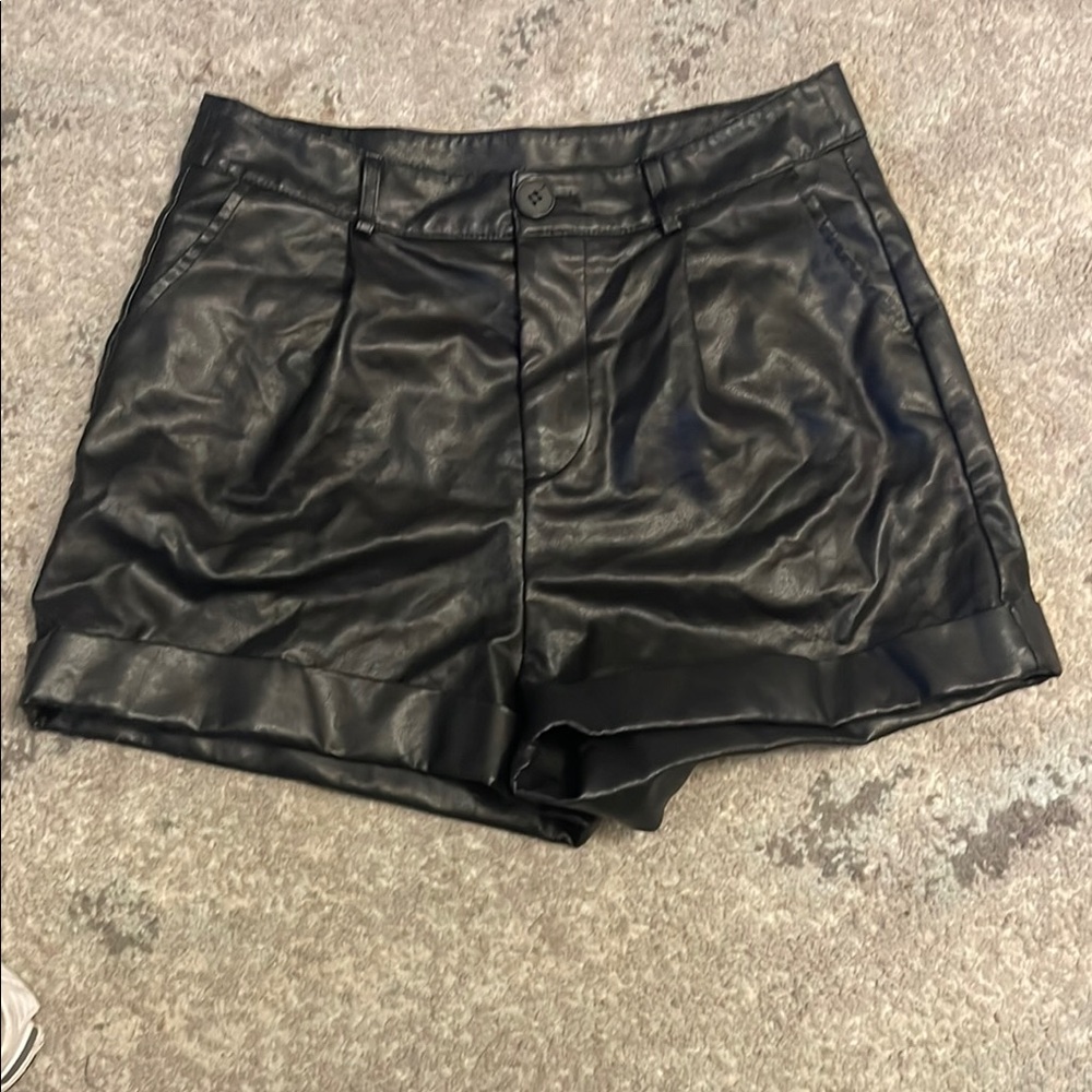 Black Women's Leather Shorts